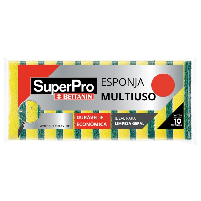 Esponja Dupla Face Multiuso Superpro Bettanin - Pacote Com 10 Unidades