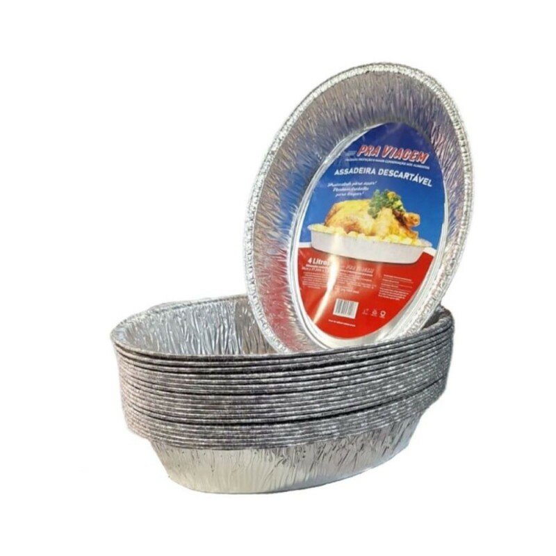 Assadeira De Aluminio 4000ml Oval Sem Tampa Pra Viagem - Caixa Com 20 Unidades