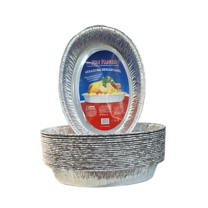 Assadeira De Aluminio Oval 7000ml Pra Viagem - Caixa Com 20 Unidades