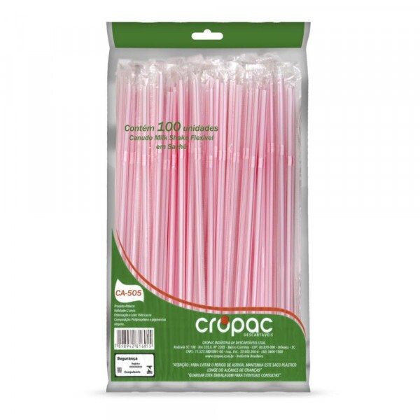 CB-505 - Canudo Biodegradavel Flexivel Sache 200x4,8mm Cropac - Pacote Com 100 Unidades CB-505 - Canudo Biodegradavel Flexivel Sache 200x4,8mm Cropac - Pacote Com 100 Unidades
