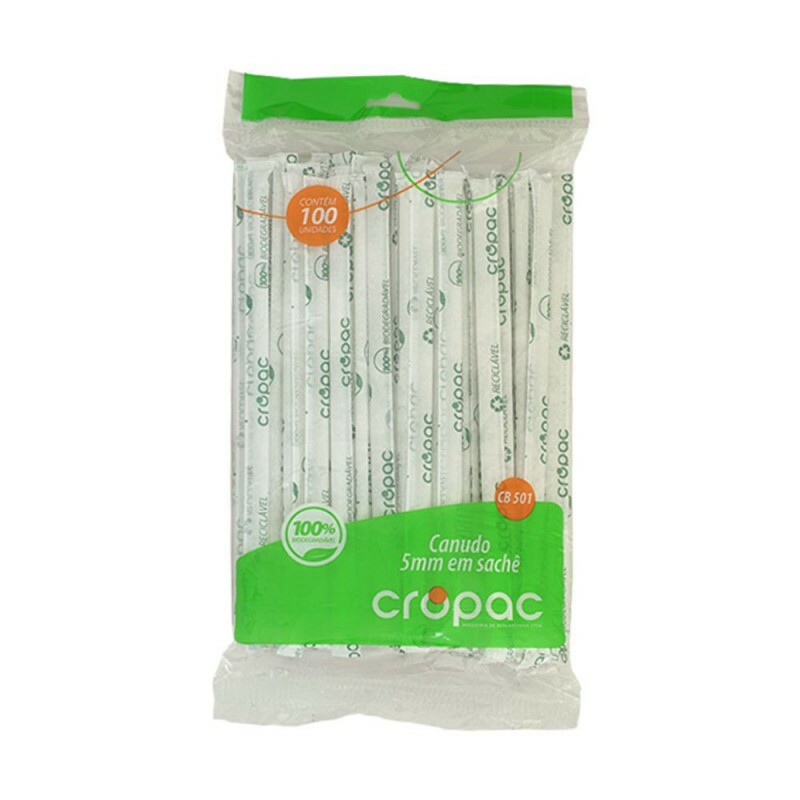 CB-530 - Canudo Biodegradavel 8 mm Sache 200x8mm Cropac - Pacote Com 100 Unidades CB-530 - Canudo Biodegradavel 8 mm Sache 200x8mm Cropac - Pacote Com 100 Unidades