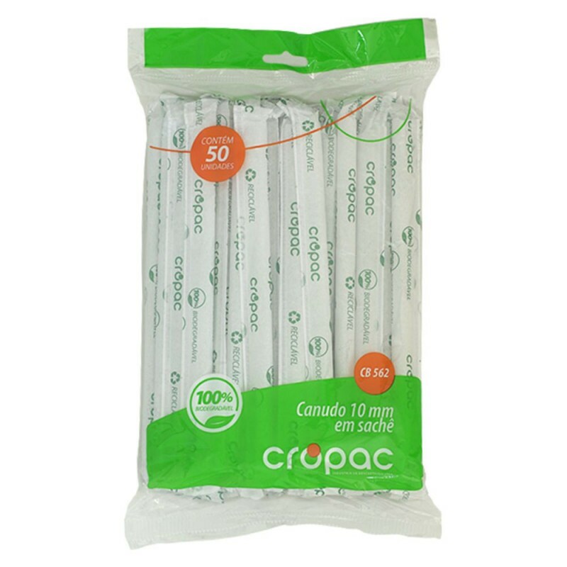 CB-562 - Canudo Biodegradavel 10 mm Sache 200x10mm Cropac - Pacote Com 50 Unidades CB-562 - Canudo Biodegradavel 10 mm Sache 200x10mm Cropac - Pacote Com 50 Unidades