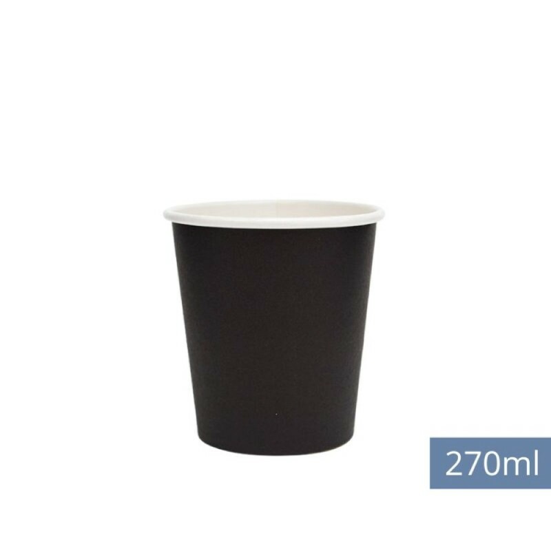 Copo De Papel Preto 270ml Monouso - Pacote Com 50 Unidades Copo De Papel Preto 270ml Monouso - Pacote Com 50 Unidades