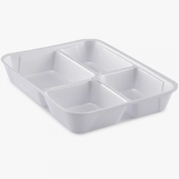 HF 100/4 - Bandeja Retangular Isopor 4 Divisorias Fibraform - Caixa Com 100 Unidades