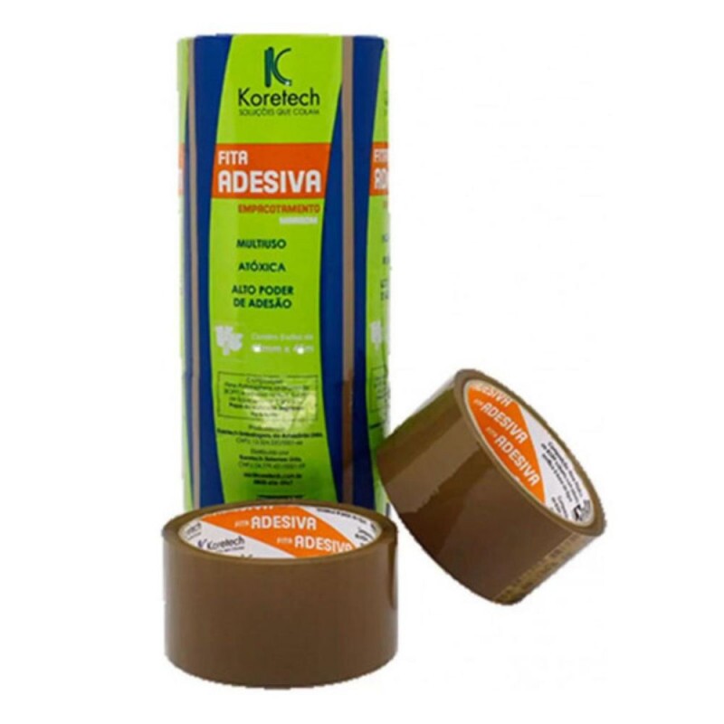 Rolo Fita Adesiva 40m Marrom Koretech - Pacote Com 5 Unidades Rolo Fita Adesiva 40m Marrom Koretech - Pacote Com 5 Unidades
