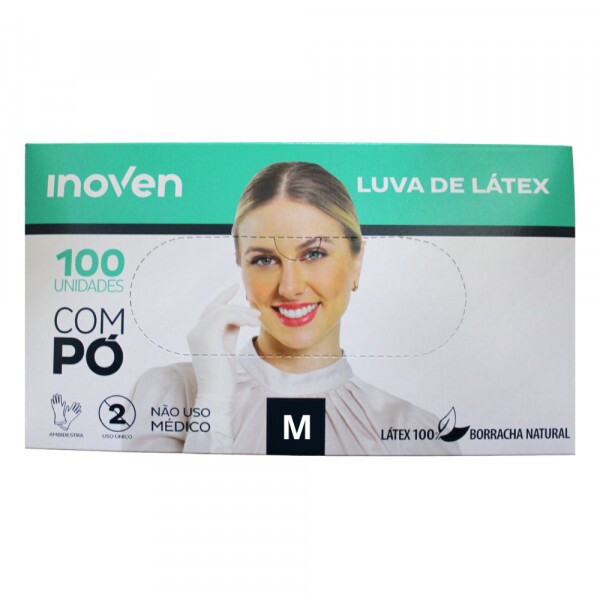 Luva De Latex Branca Profissional Com Po - M - Inoven - Pacote Com 100 Unidades Luva De Latex Branca Profissional Com Po - M - Inoven - Pacote Com 100 Unidades