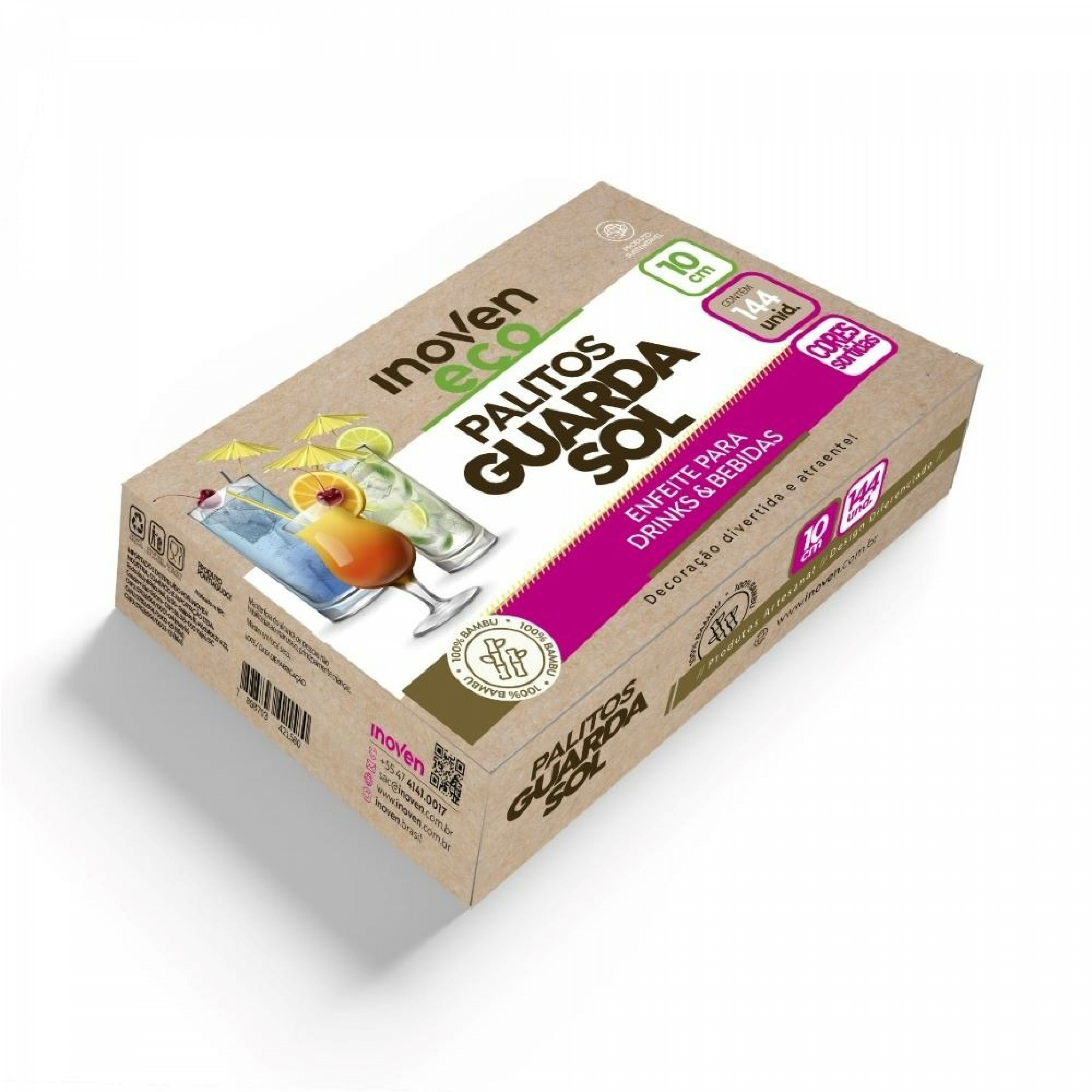 Palitos Guarda Sol Para Drinks Inoven - Pacote Com 144 Unidades