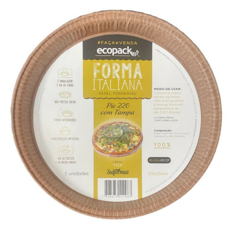 Forma De Papel Com Tampa Para Tortas - Pacote Com 5 Unidades