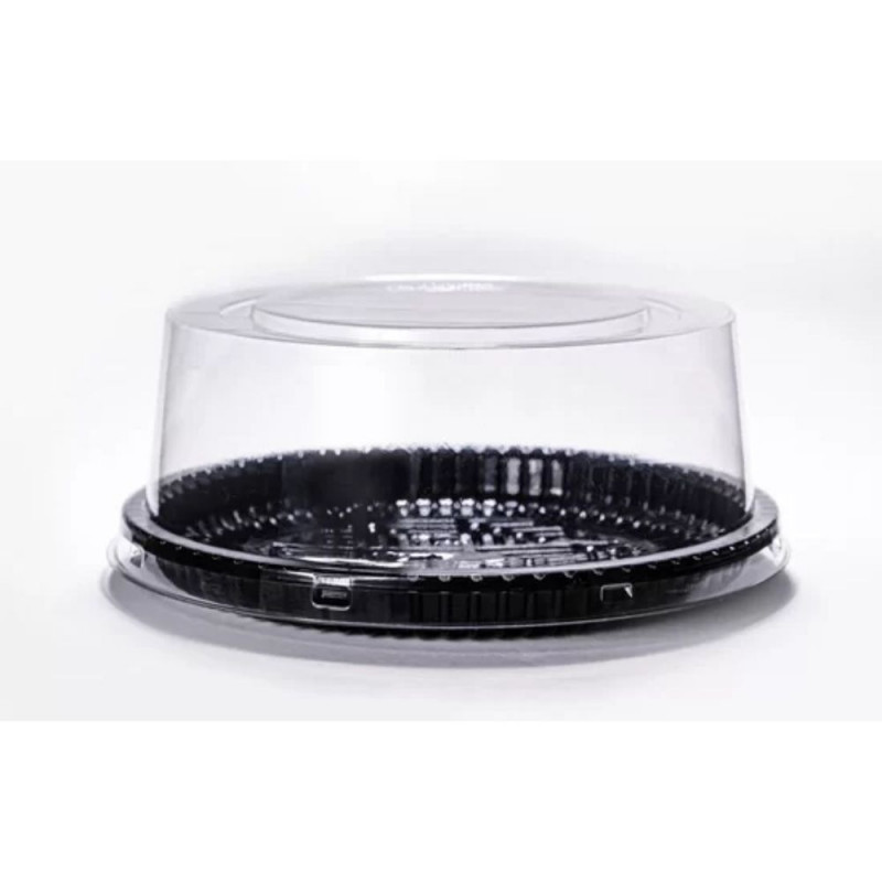 PF 32 MPRP Embalagem Cristal Redonda Media Base Preta Mini Torta - Premium Packform - Caixa Com 50 Unidades PF 32 MPRP Embalagem Cristal Redonda Media Base Preta Mini Torta - Premium Packform - Caixa Com 50 Unidades