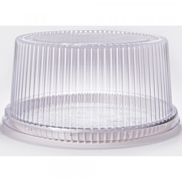 PF 50 A Embalagem Cristal Redonda Alta Confeitaria Base Branca - Torta Pequena Packform - Caixa Com 50 Unidades