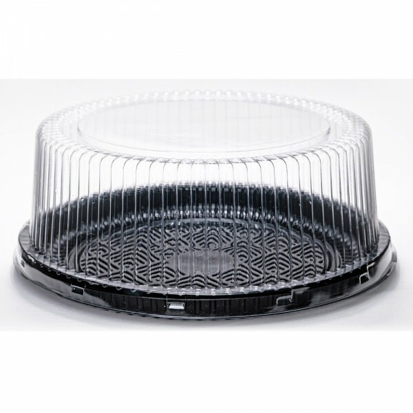 PF 50 MPR Embalagem Cristal Redonda Media Confeitaria Base Preta - Torta Pequena Packform - Caixa Com 50 Unidades