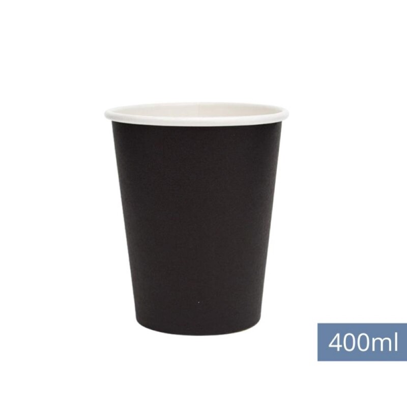 Copo De Papel Preto 400ml Monouso - Pacote Com 50 Unidades