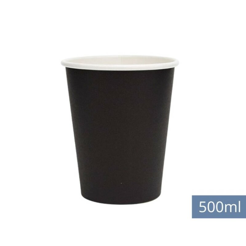 Copo De Papel Preto 500ml Monouso - Pacote Com 50 Unidades