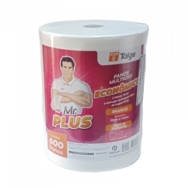 Rolo Pano De Limpeza Multiuso Branco 28cm X 240m Talge