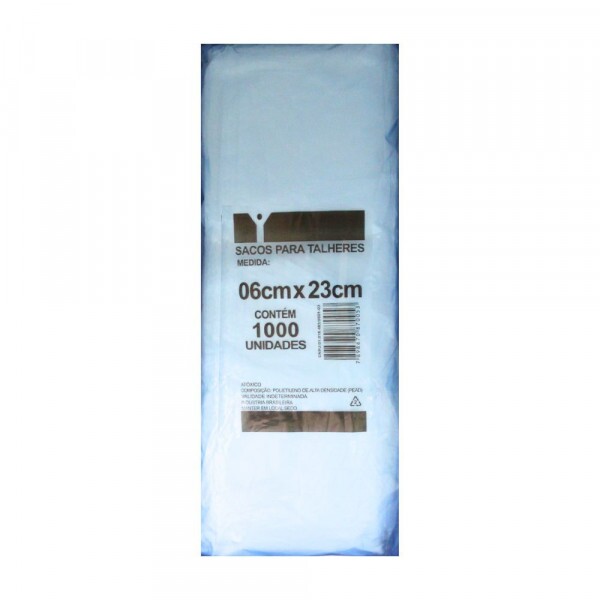 Saco Plastico Para Talher 6x23cm PE Alta Densidade - Pacote Com 1000 Unidades