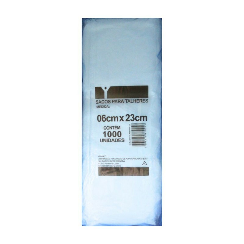 Saco Plastico Para Talher 6x23cm PE Alta Densidade - Pacote Com 1000 Unidades