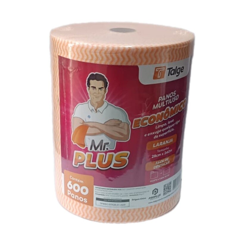 Rolo Pano De Limpeza Multiuso Laranja 28cm X 240m Talge